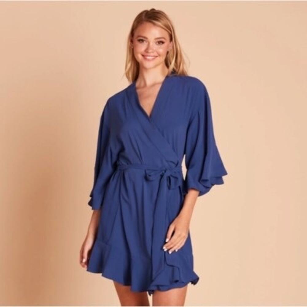 Birdy Grey Women’s Kenny Ruffle Robe In Slate Blue Size M/L